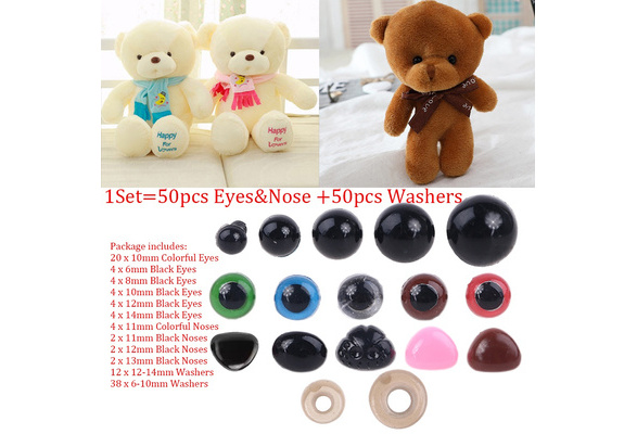 50pcs/set Pink/Black/Brown/Colorful Triangle Nose Round Safety Eyes with  Washers for Bear Puppet Dolls Toys Accessories CKL