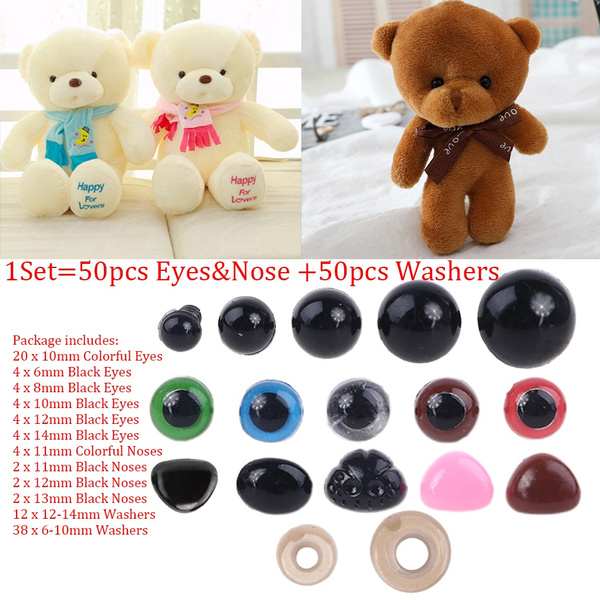 50pcs/set Pink/Black/Brown/Colorful Triangle Nose Round Safety Eyes with  Washers for Bear Puppet Dolls Toys Accessories CKL