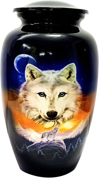 Lovely Wolf Blue Cremation Urn for Human Ashes Adult - Adult Funeral ...