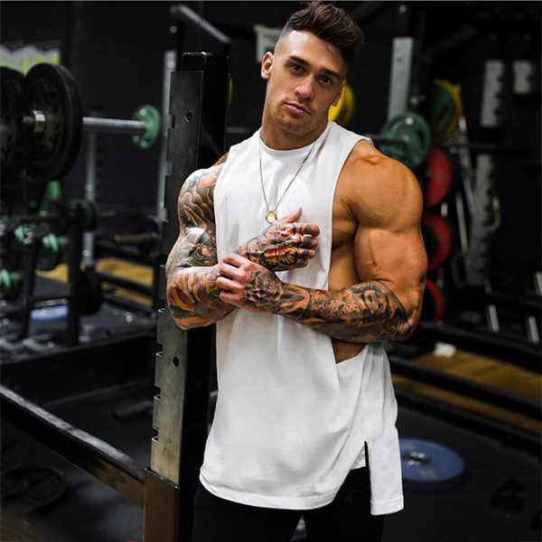 Men BodyBuilding Blank Tank Top Stringer Gym Fitness Vest Workout