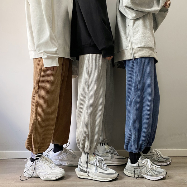 2021 Spring Casual Pants Men Japanese Retro Corduroy Trousers Fashion  Elastic Waist Loose Straight Mens Sweatpant price in UAE | Amazon UAE |  kanbkam
