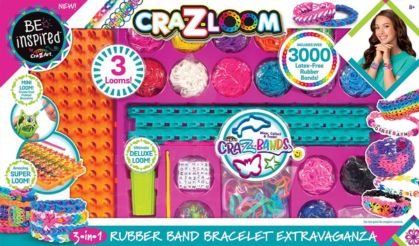 Cra-Z-Art 22588 Be Inspired Cra-Z-Loom 3 in 1 Rubber Band Bracelet  Extravaganza
