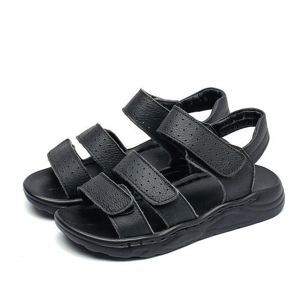 Boys black sale leather sandals