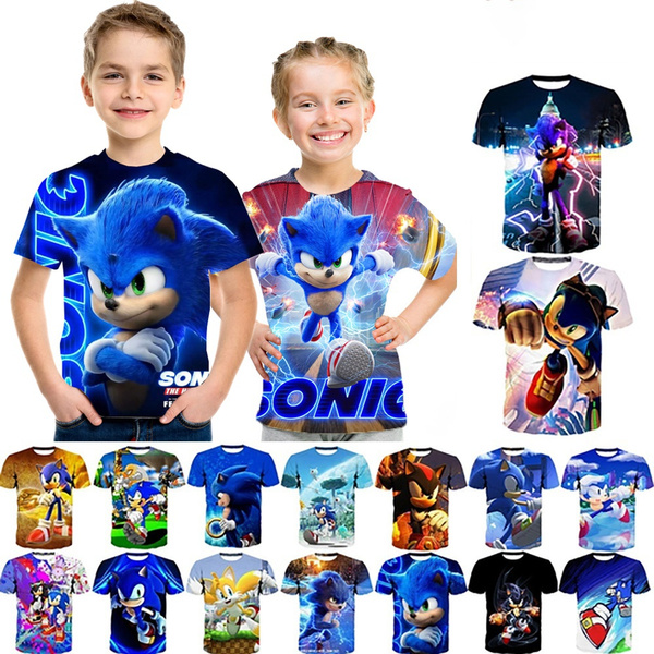 Boys Girls T-shirts Sonic the Hedgehog Kids 3D Print T-shirt Cartoon ...