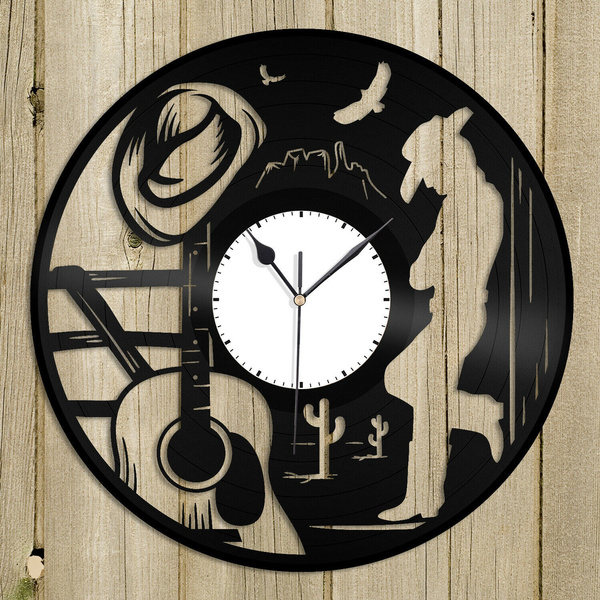 Country Music Vinyl Wall Clock Unique Music Lovers Gift Home Decoration Vintage Design Office Bar Room Home Wish