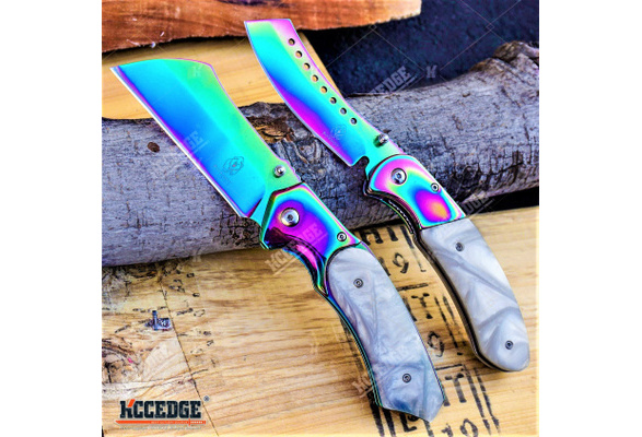 2PC COMBO HUNTERS KNIFE SET RAINBOW WRENCH KNIFE + CLEAVER RAZOR