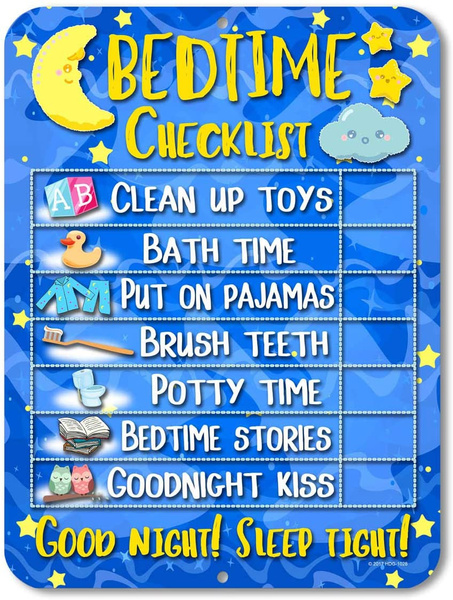 Daily Bedtime Routine Reward Chart for Kids and Autism - Tin Learning ...