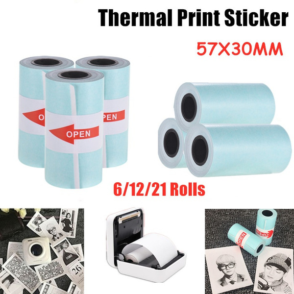 21/12/6 Rolls Thermal Print Sticker Thermal Print with Self-adhesive for PeriPage pocket thermal printer and PAPERANG P1/P2 mini photo printer label ...