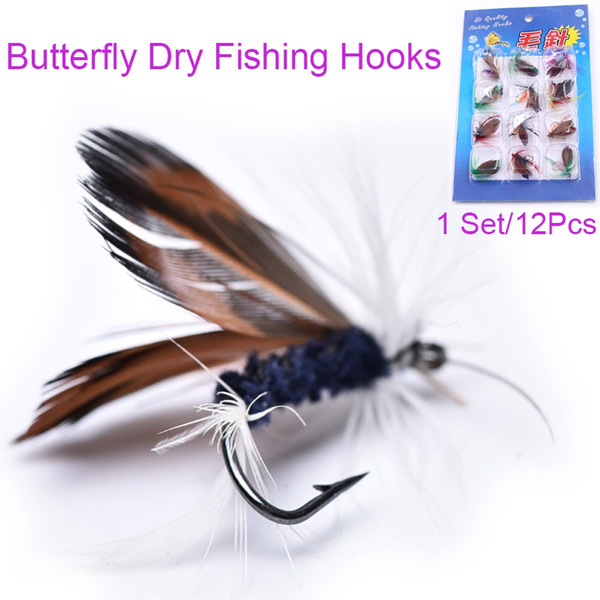 12pcs Fly Fishing Fly Hook Kit Lure Fishing Bait Imitation butterfly insect