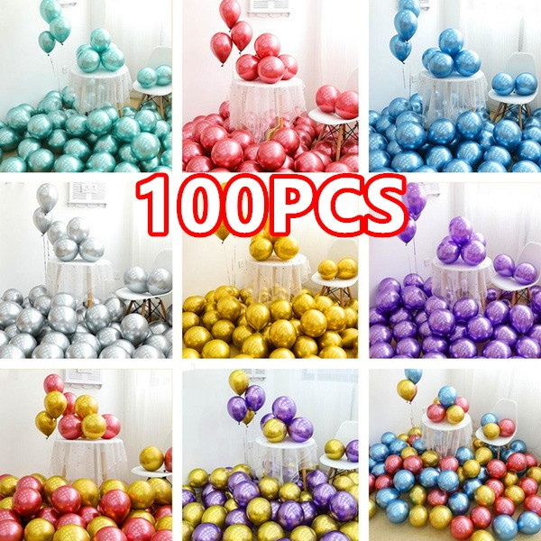 Glossy Metal Pearl Latex Balloons Thick Chrome Metallic Inflatable Air ...