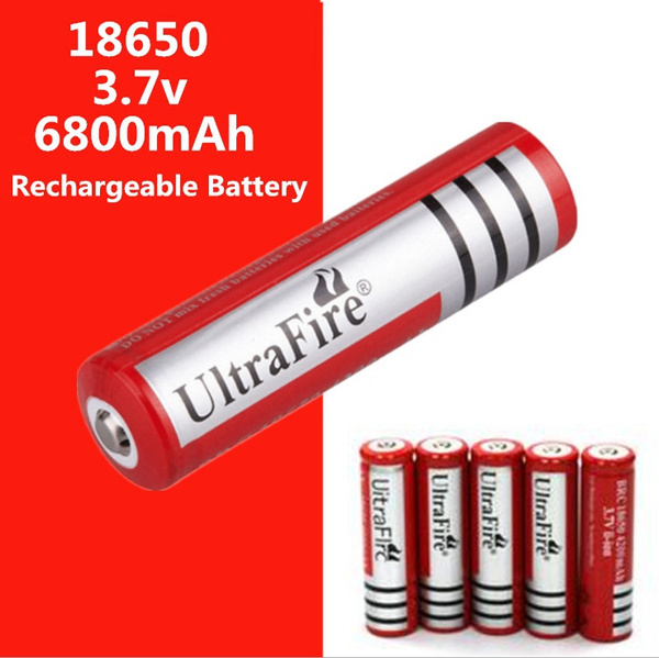 18650 UltraFire rechargeable 3.7v lithium battery 6800mAh bright flashlight  rechargeable battery | Wish