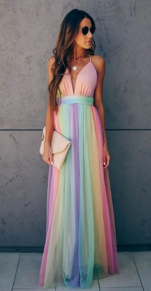 Women s Fashion Sleeveless Rainbow Dress Women Elegant Sleeveless Dress Summer Chic Party Dress Vestidos Robe Wish