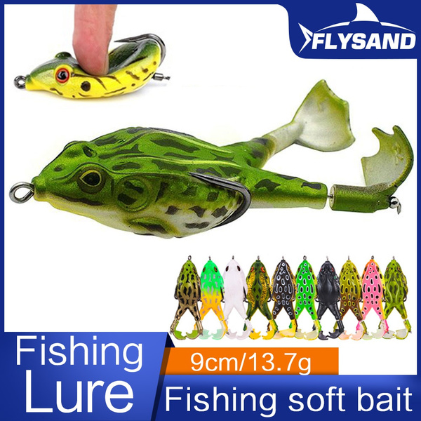 Frog Soft Fishing Lure 9cm /13.7g Top Water 3D Simulation Floating