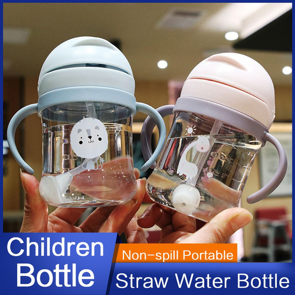 Kids Children Cartoon Animal School Drinking Water Straw Bottle