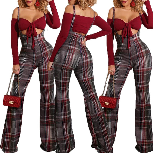 Women Fashion Spaghetti Strap Checkered 