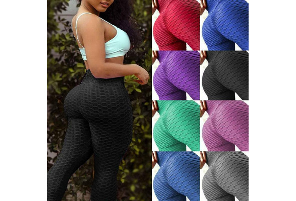 Fashion Women's Bubble Hip Butt Lifting Anti Cellulite Legging High Waist  Workout Tummy Control Yoga Pants Tights Booty Lifter