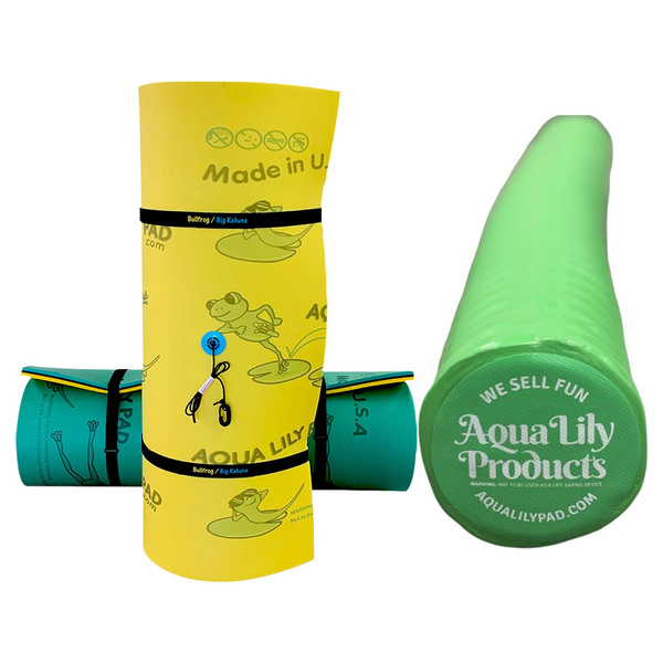 Aqua Lily Pad 15' Bullfrog Floating Foam Island w/ Foam Pool Noodle