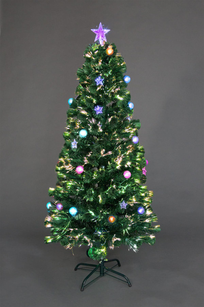 3ft Pre Lit Fibre Optic Christmas Tree Prelit Stars And Baubles 