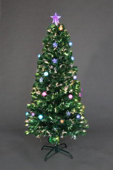3ft Pre Lit Fibre Optic Christmas Tree PreLit Stars and Baubles Decorations Xmas