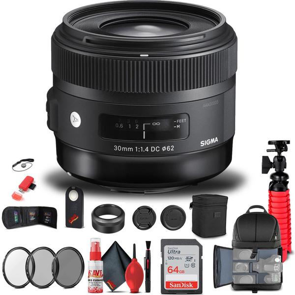 Sigma 30mm f/1.4 DC HSM Art Lens for Nikon F (301-306) Bundle +