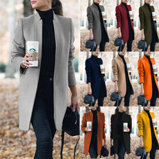 Stand Collar, woolen coat, woolenovercoat, Winter