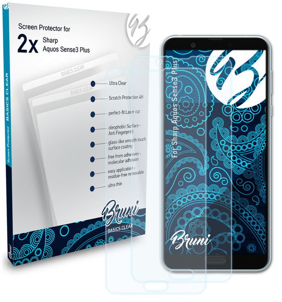 Bruni 2x Screen Protector compatible with Sharp Aquos Sense3 Plus