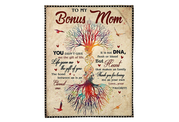 To My Bonus Mom Life Gave Me The Gift Of You DNA Tree Sherpa Fleece Blanket
