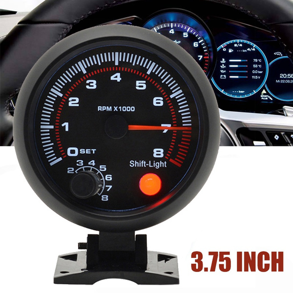 3.75Inch Universal Car Tachometer Tacho Gauge Meter LED Shift Light 0-8000  RPM New