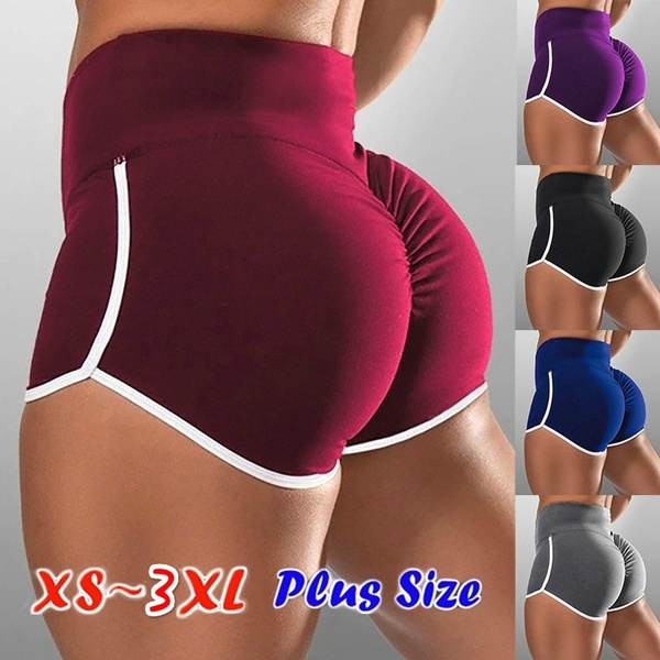 Plus Size XS-3XL Women Summer Indoor Sports Pants Casual Slim Fit High  Waisted Shorts Pure Color Elastic Waist Short Pants Ladies Fashion Running  Yoga Shorts