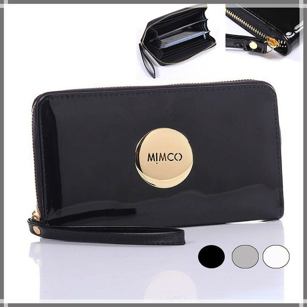 Vintage Leather Women Purse PU Leather Clutch Mimco Wallet Female Classic Black Coin Organizer Zipper Phone Pocket Card Pouch Cortical Mimco