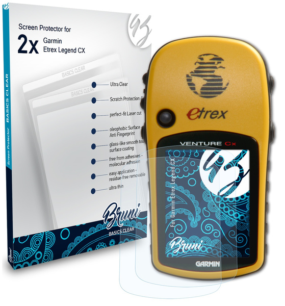 Bruni 2x Screen Protector with Garmin Etrex Legend CX Screen Protection |