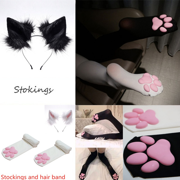 New Cat Paw Socks Cat ear hair band Kawaii 3D Cat Paw Toe Bean Cute Gift  Lolita Paw Pads Cosplay Cat Paw Pad Thigh High Socks | Wish