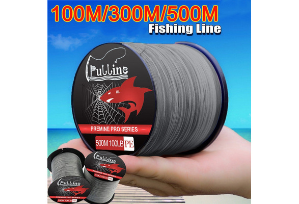 PULLINE Fishing Line 100M/300/500M Fishing Tools Super Strong 4 Strands 6lb-100lb  Braided Grey Color Fishing Tackle PE Lines Outdoor Sports