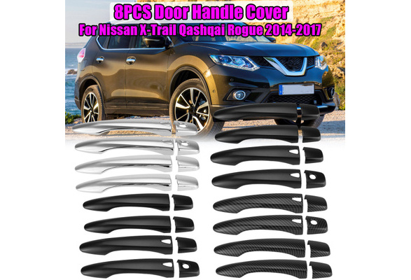 8pcs Carbon Fiber Side Door Handle Cover Trim For Nissan Qashqai Rogue Sport 