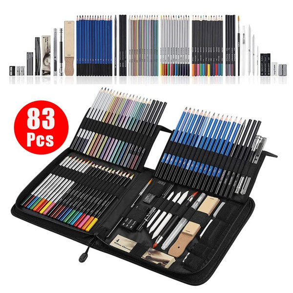 83 Pcs Drawing Kit Drawing Pencils Sketching Set and Colored Pencils  Portable Professional Sketch Kit Art Supplies for Artists, Beginner, Kids