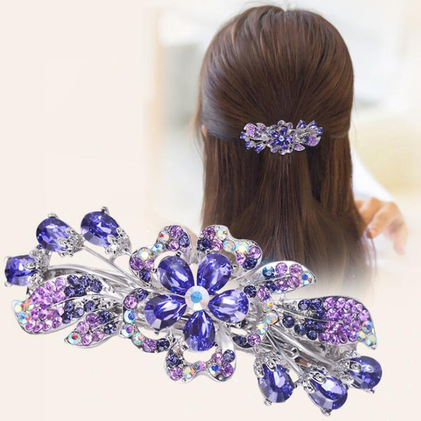 Elegant Crystal Large Hairpin Mother Hairpin Female Spring Clip Ladies ...