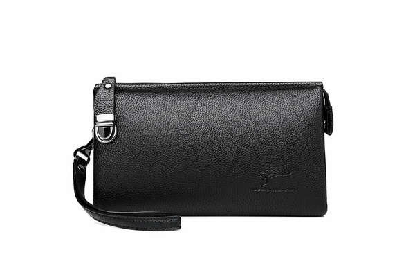 Dropship Men Clutch Bag Fashion Leather Long Purse Double Zipper Business  Wallet Black Brown Male Casual Handy Bag to Sell Online at a Lower Price