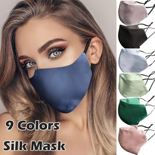 New Women's Fashion Silk Mask Dustproof Double Mulberry Silk Fabric ...