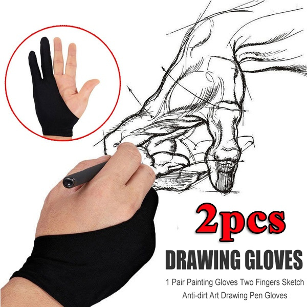 Artist Drawing Glove Black 2 finger anti-fouling Gloves for any