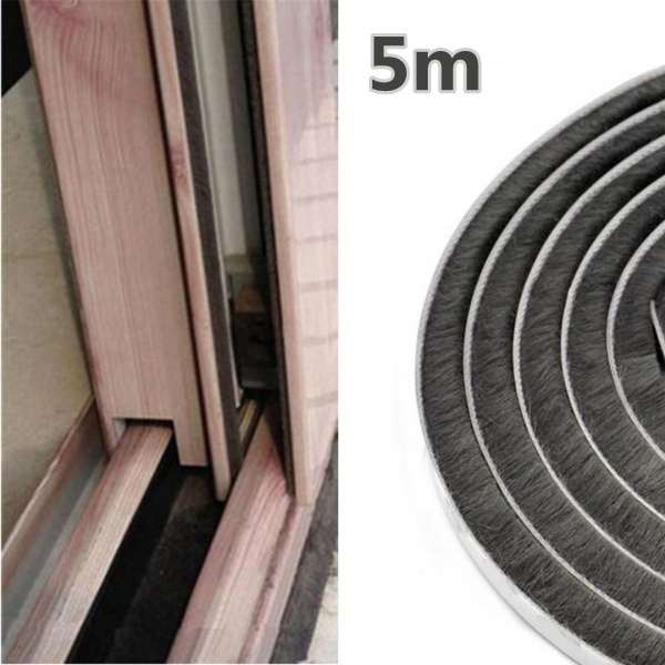 5M Self Adhesive Draught Excluder Brush Window Pile Seal Film Door Weather Strip