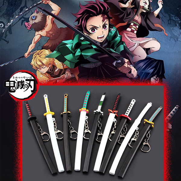 Anime Demon Slayer Keychain Blade Kamamon Tanjiro With Sheath Scabbard Sunwheel Sword Key Pendent Toy For Kids Anime Gifts 鬼滅の刃 日輪刀 キーホルダー Wish