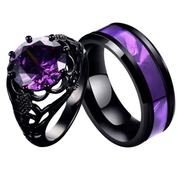Statement Dark Amethyst Purple Signet Ring | Caitlyn Minimalist