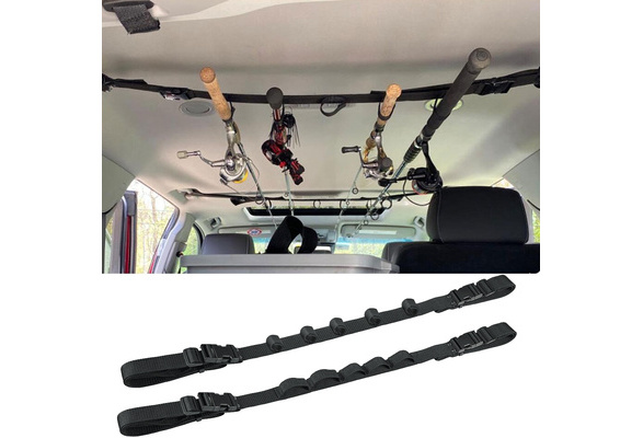 2Pcs Car Fishing Rod Rack Adjustable Fishing Rod Holder Belt Strap