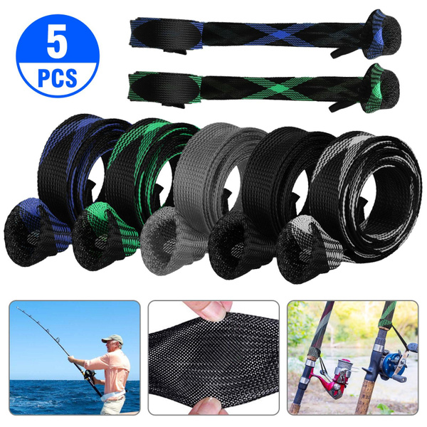 2in Wide Fishing Rod Covers, Rod Socks Fishing Rod Sleeves, 67in Braided  Mesh Fishing Pole Protector with Lanyard, Fishing Gear Tools Accessories  for