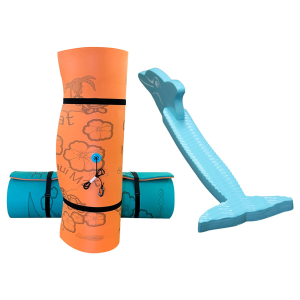 Aqua Lily Pad 20' Maui Floating Foam Island Mat w/ Dolphin Swimming Pool Noodle Wish