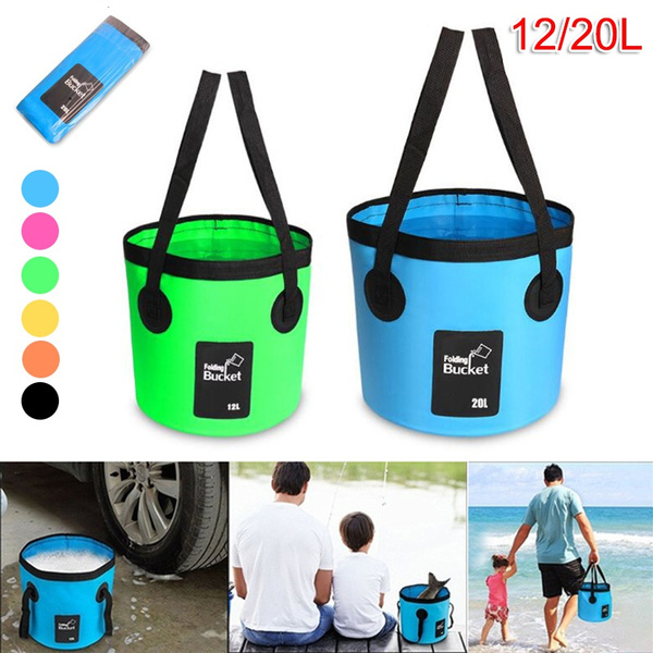 12L /20L Portable Foldable Outdoor Water Bucket Camping Hiking Storage ...