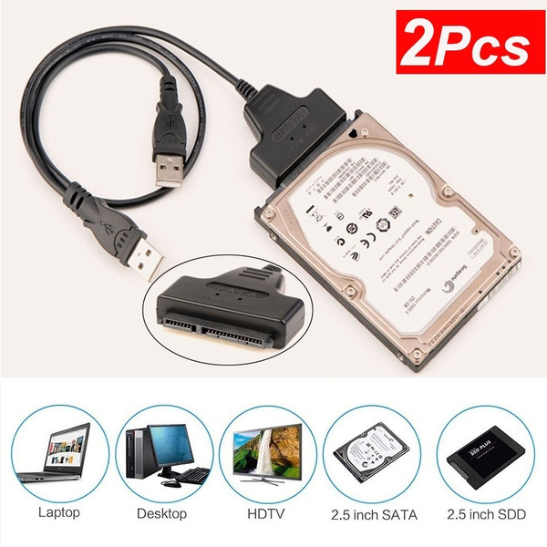 New 1/2pcs USB 2.0 to SATA Converter Adapter Cable For 2.5/3.5 SATA HDD