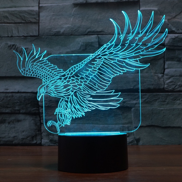 Eagle and bird Acrylic 7Colors Desk Lamp 3D Lamp Novelty Led Night