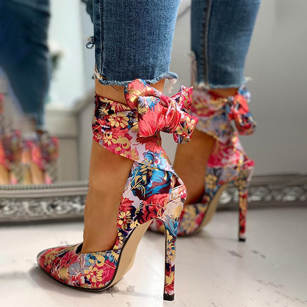 Flora - Drag Queen Luxurious Platform Shoes With Floral Print in 4 colours  - plus size