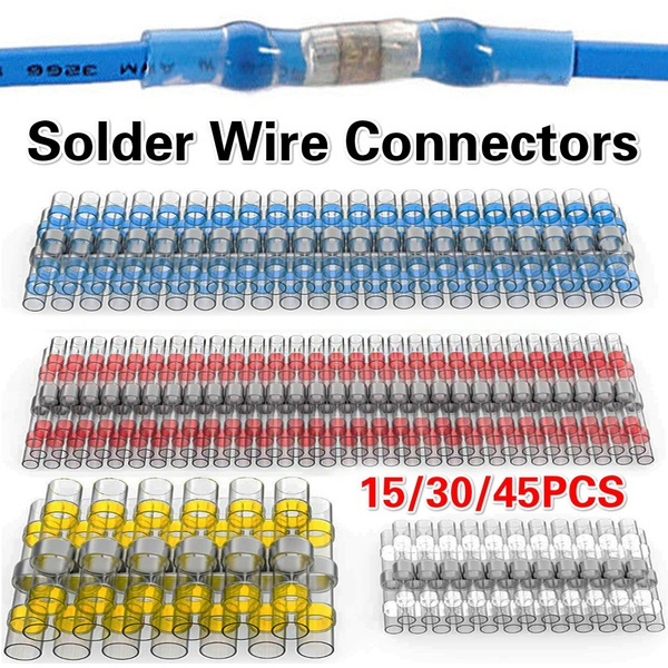15/30/45PCS Solder Sleeve Wire Connectors Set Electrical Wire Size A.W